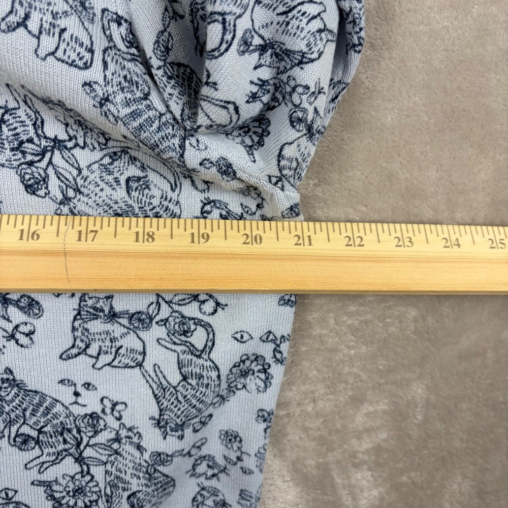 ModCloth Sweater Womens XL Blue Cat Floral Toile Print Crewneck Lightweight - Picture 4 of 8